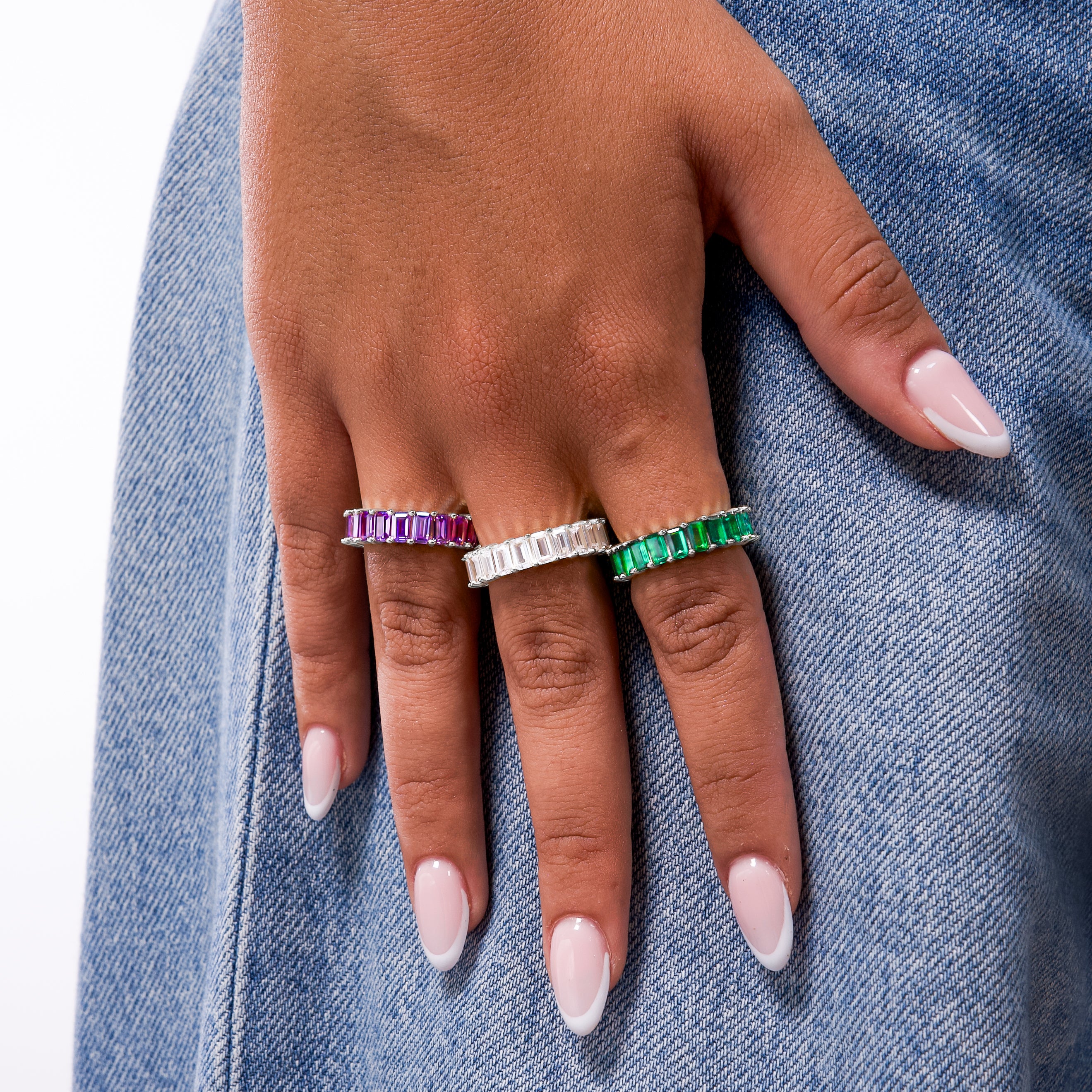 Baguette eternity ring argentée - Violet - Image 2