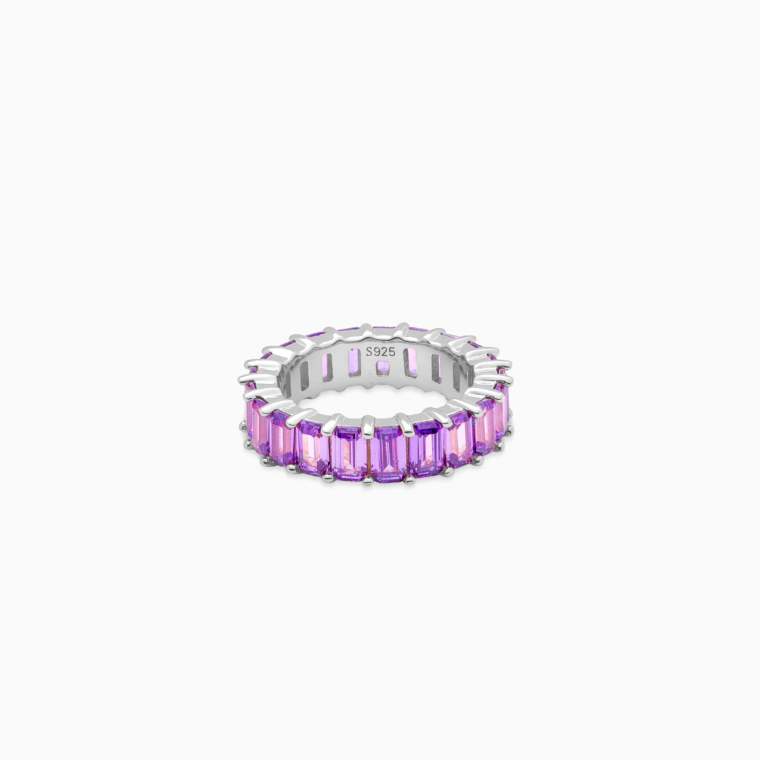 Baguette eternity ring argentée - Violet