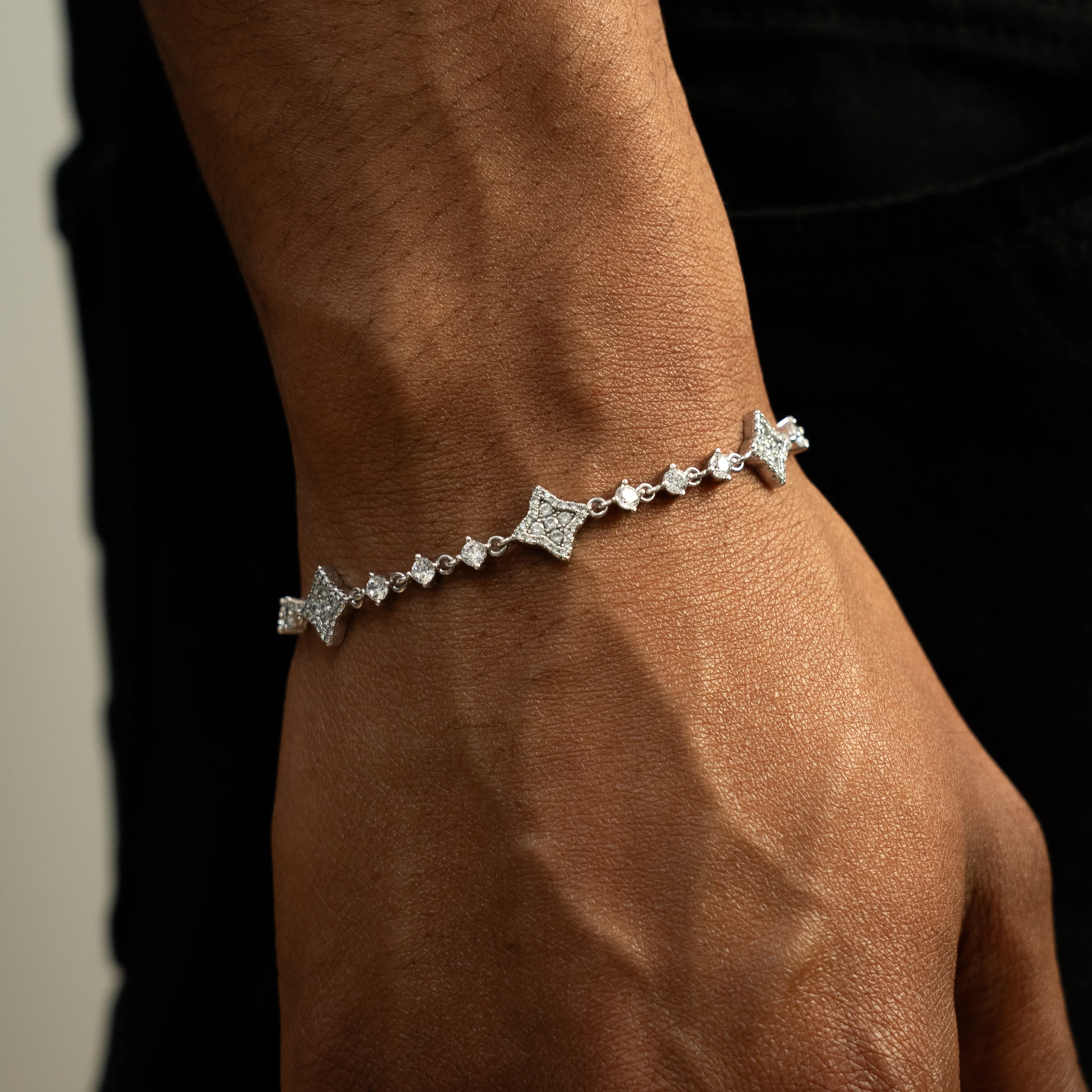 Bracelet Flower Tennis Argenté - Pierres blanches - Image 3