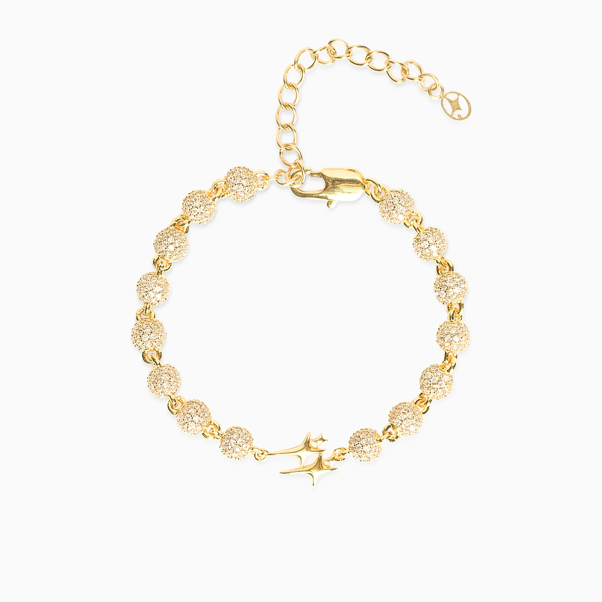 Bracelet Iced Bead link Signature Doré