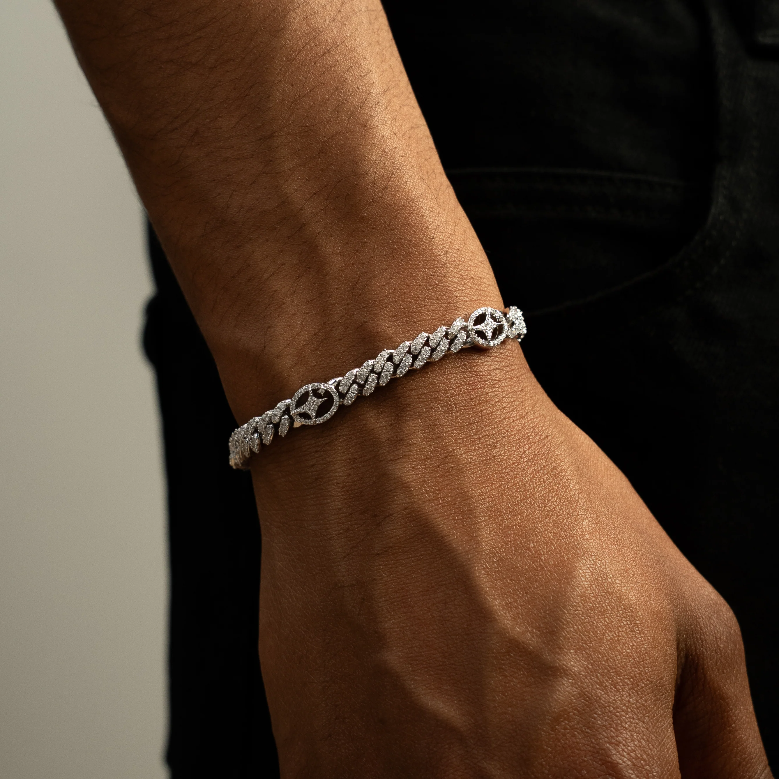 Bracelet Iced Cuban link Signature 5 mm Argenté - Image 3