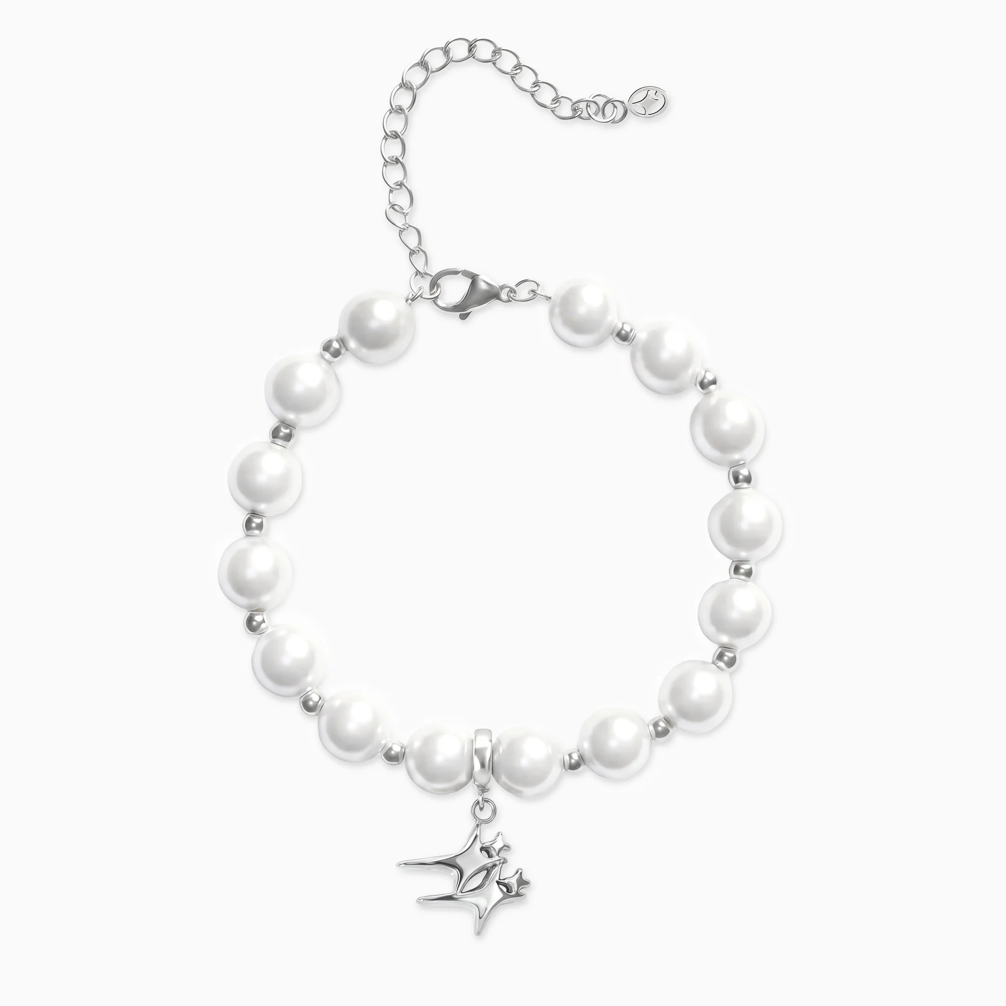 Bracelet Pearl Double Stars Argenté