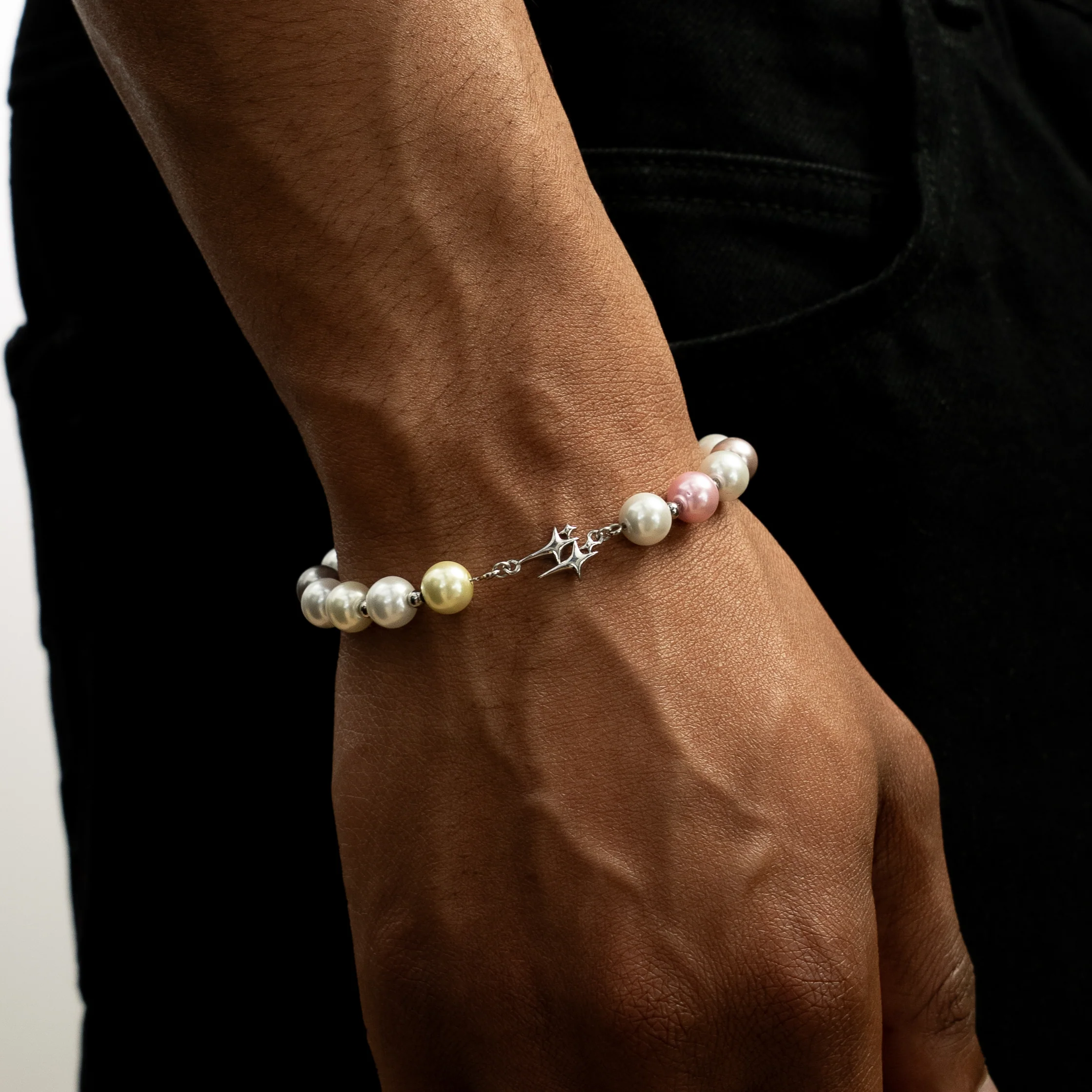 Bracelet Pearl Double Stars Argenté - Multicolore - Image 3