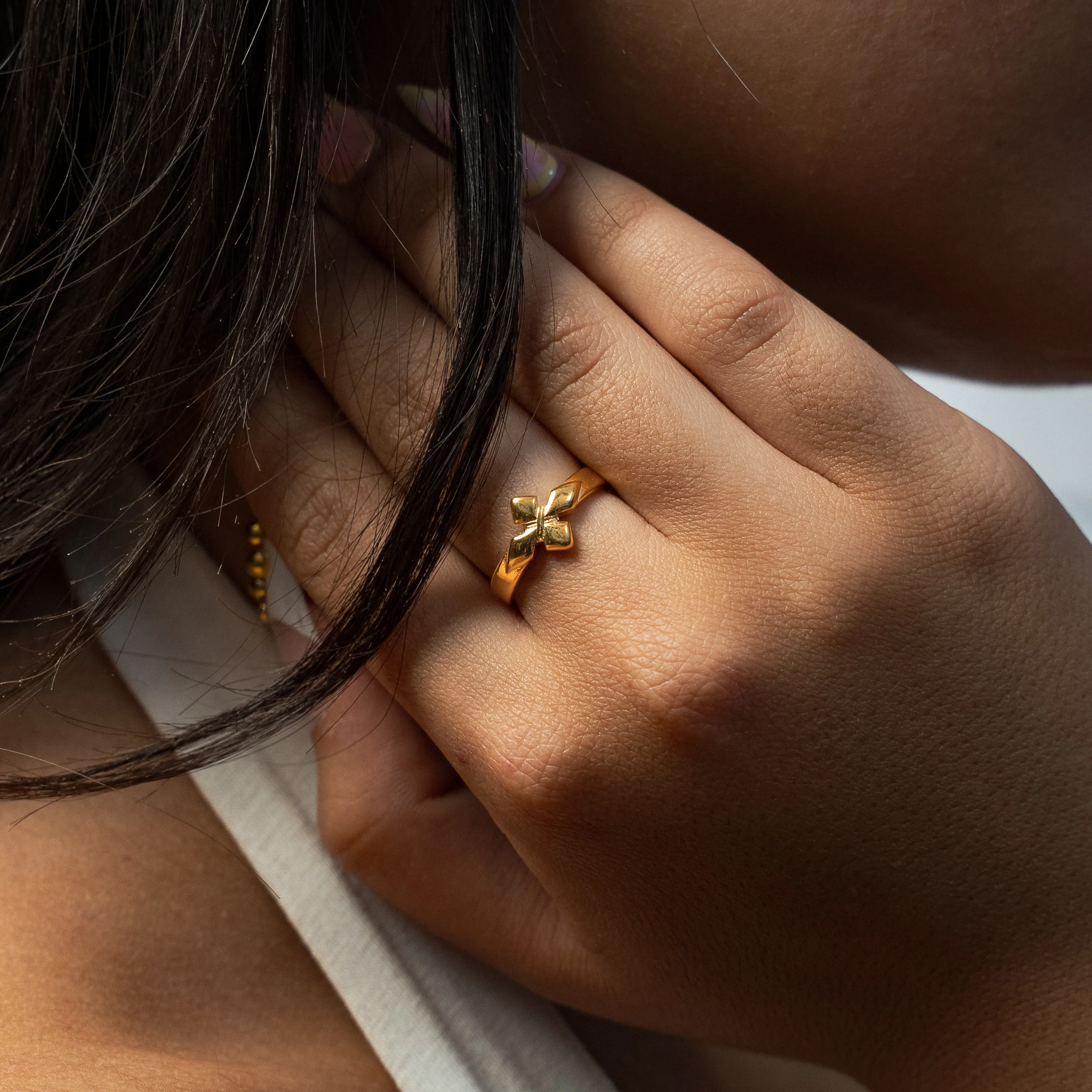 Crossed star ring - Doré - Image 2