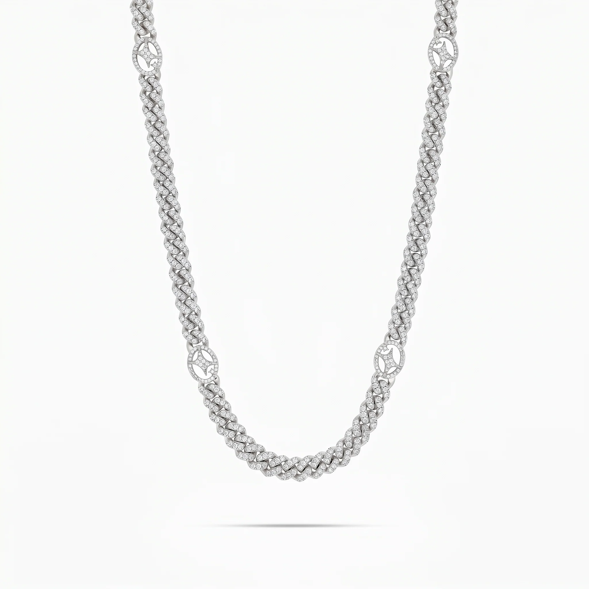 Chaîne Iced Cuban link Signature 5 mm Argentée