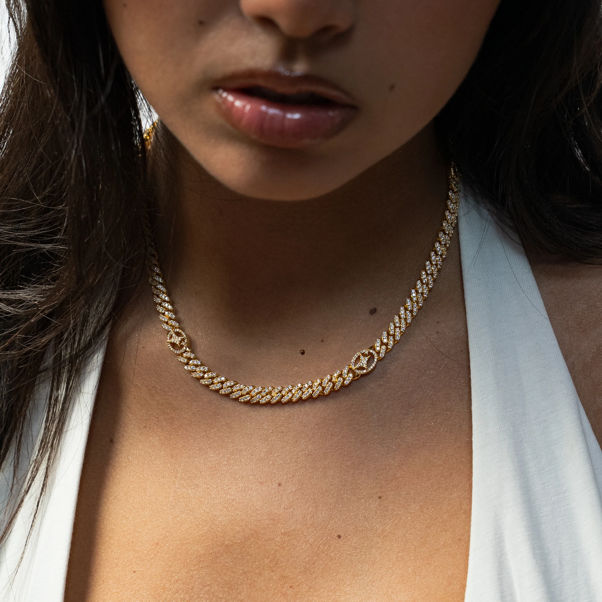 Chaîne Iced Cuban link Signature 5 mm Dorée - Image 3