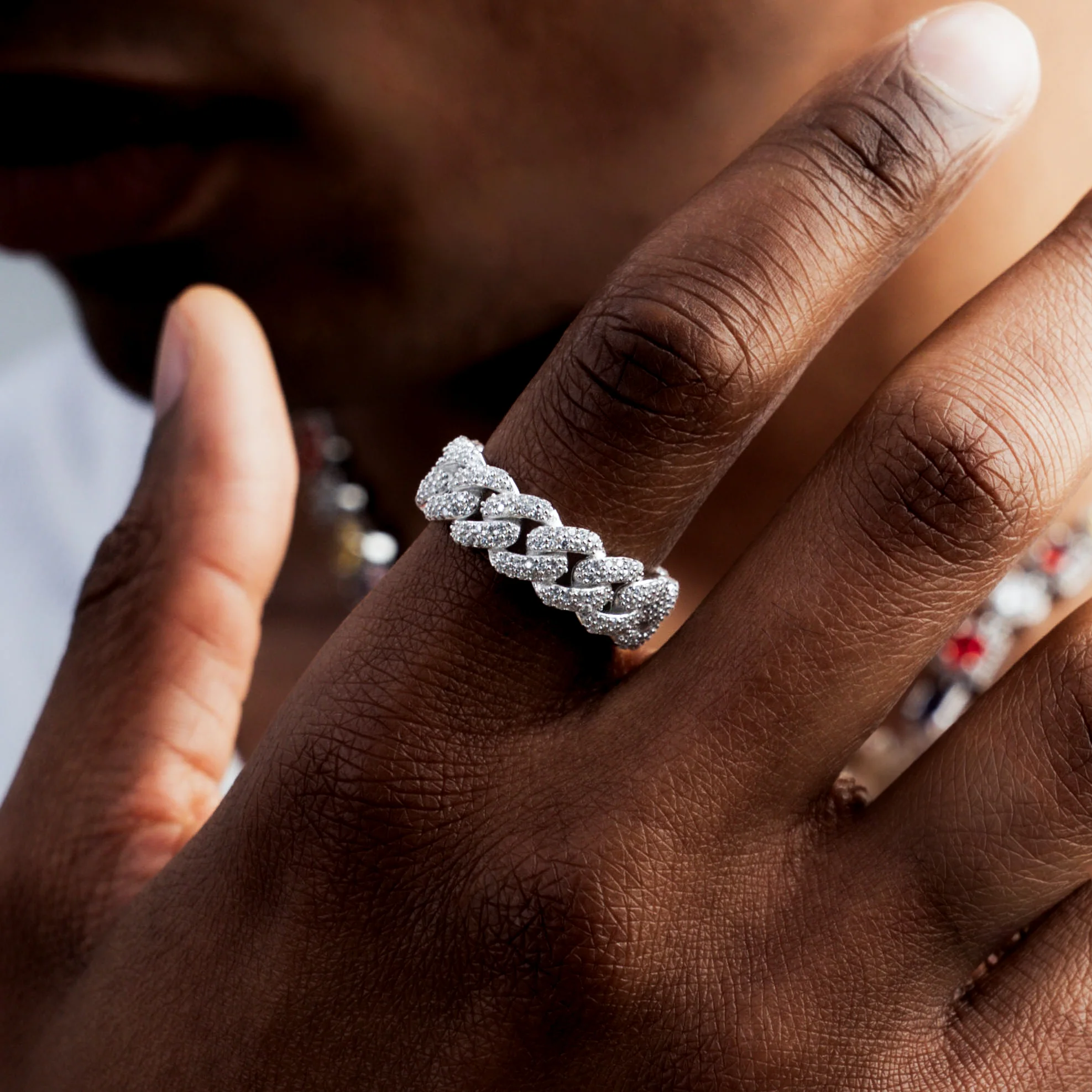 Iced Cuban link ring argentée - Image 3