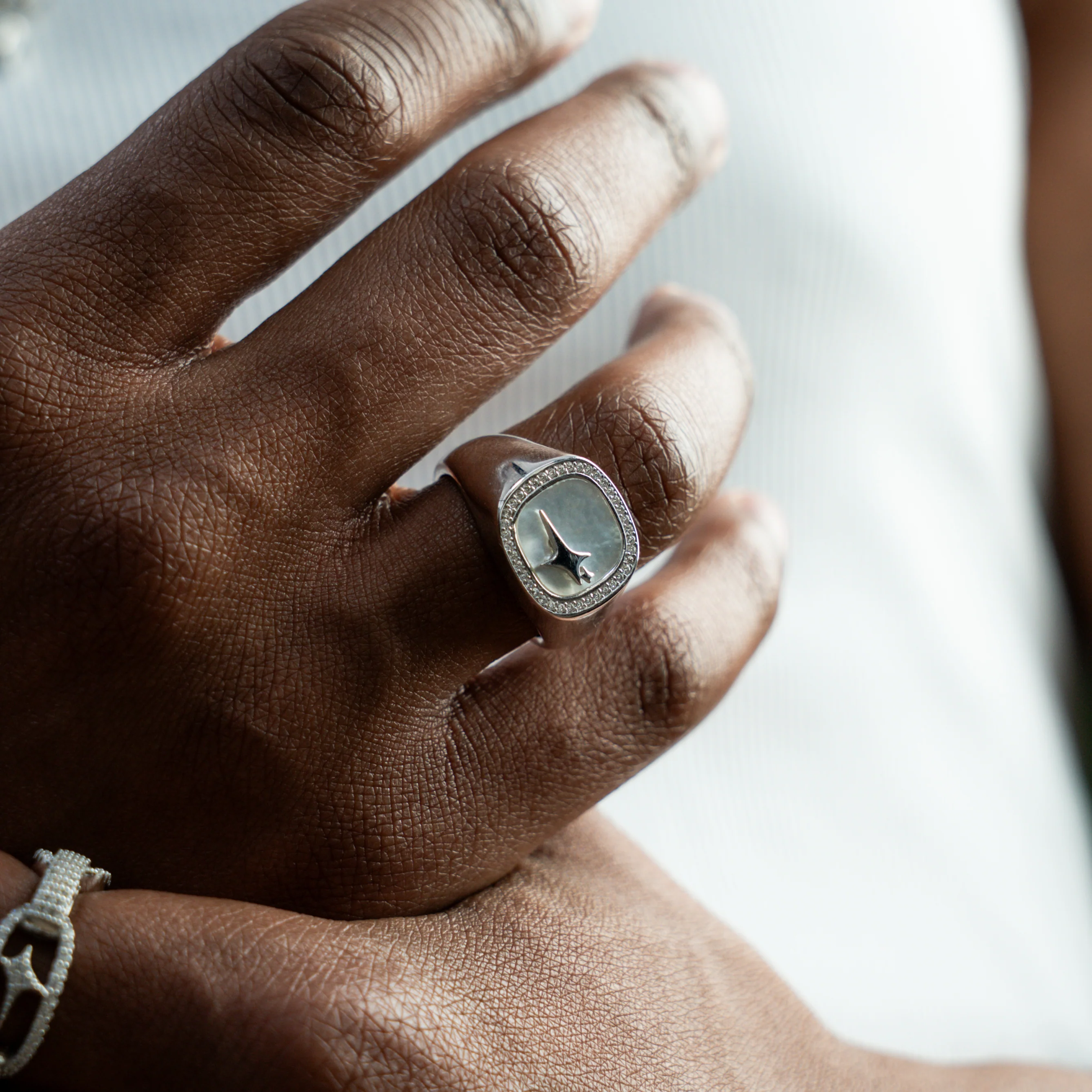 Iced Raw ring Argentée - Motif Blanc - Image 3