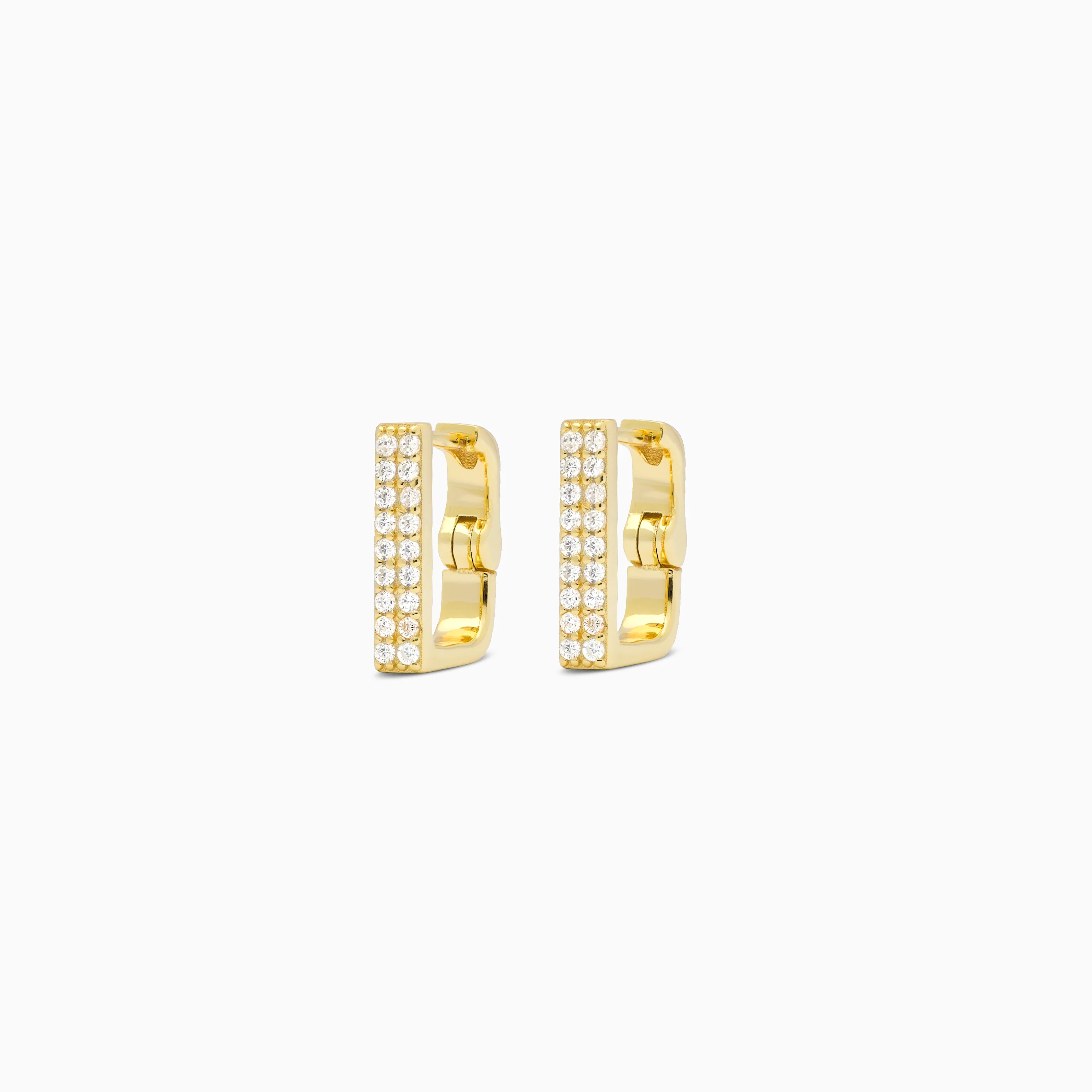 Iced square earrings dorées