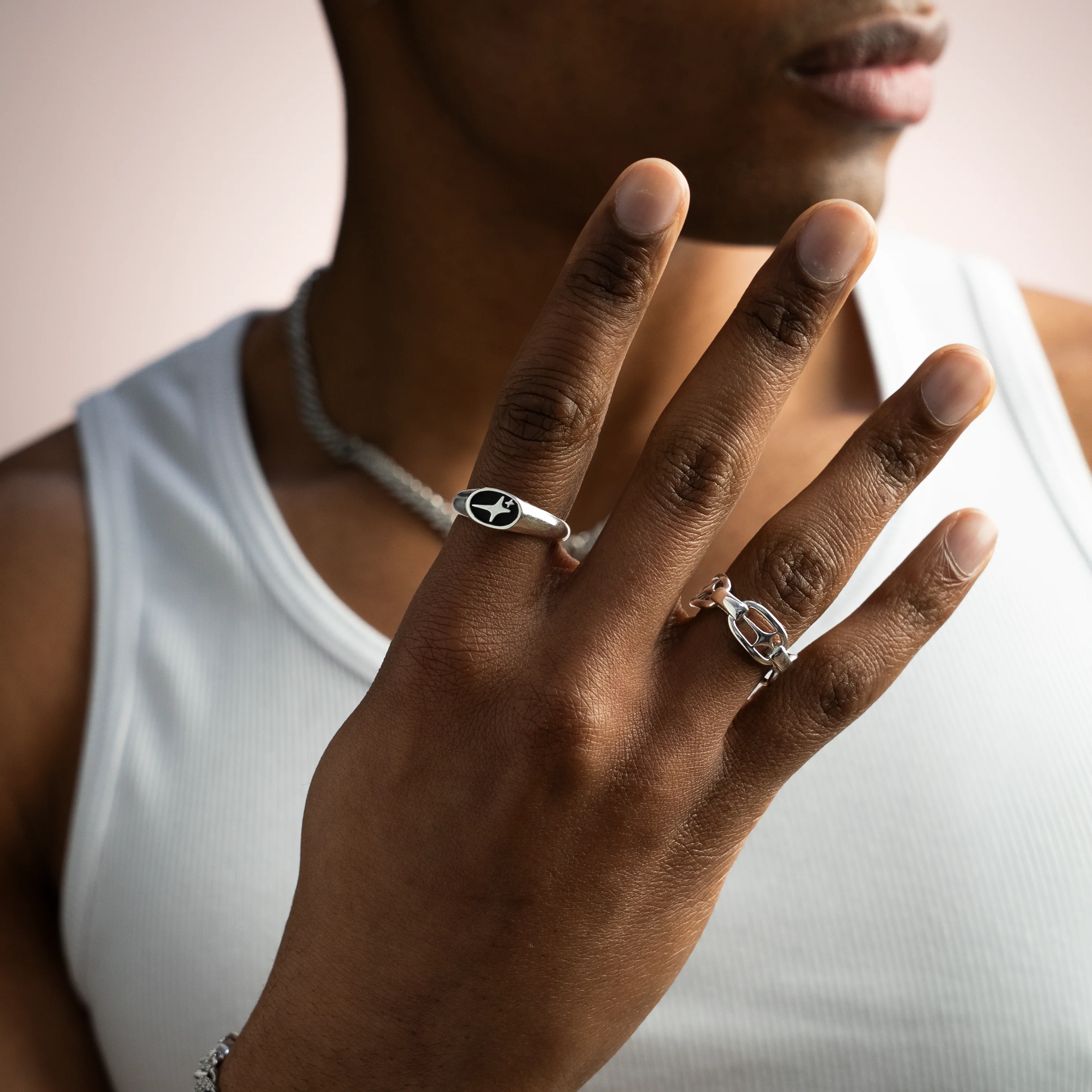 Signature Oval signet ring argentée - Image 3