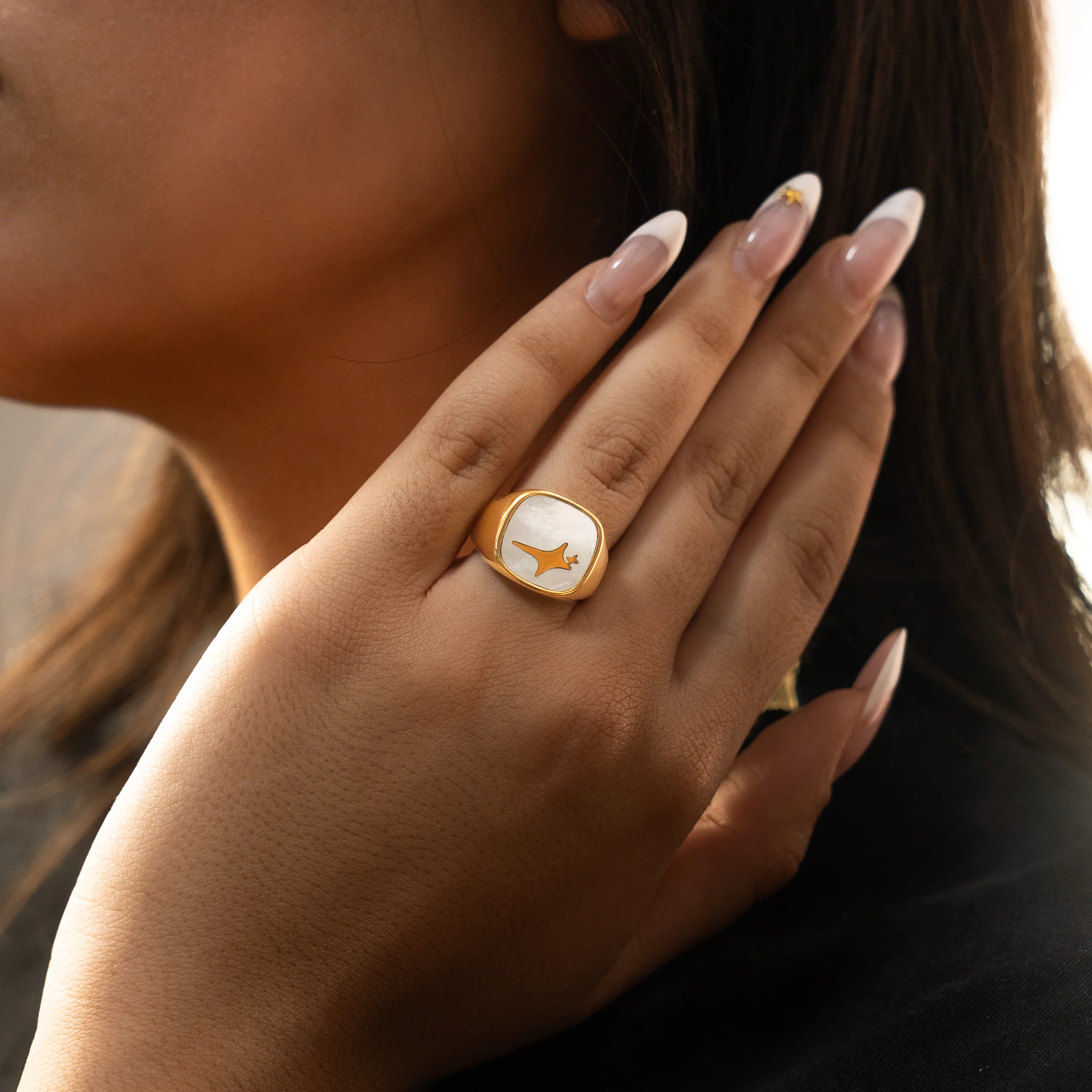 Raw Ring Dorée - Motif Blanc - Image 2