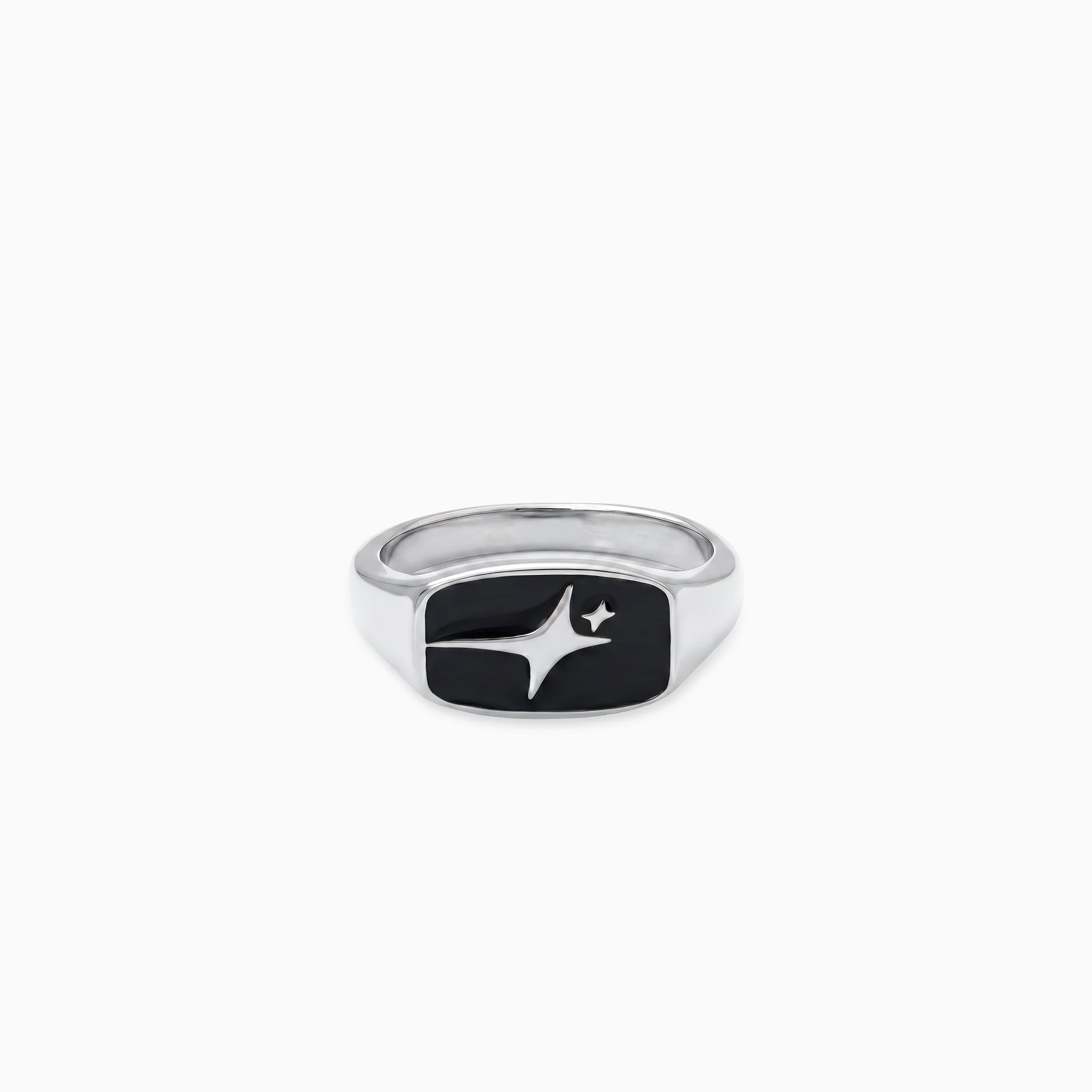 Signature Rectangle signet ring argentée