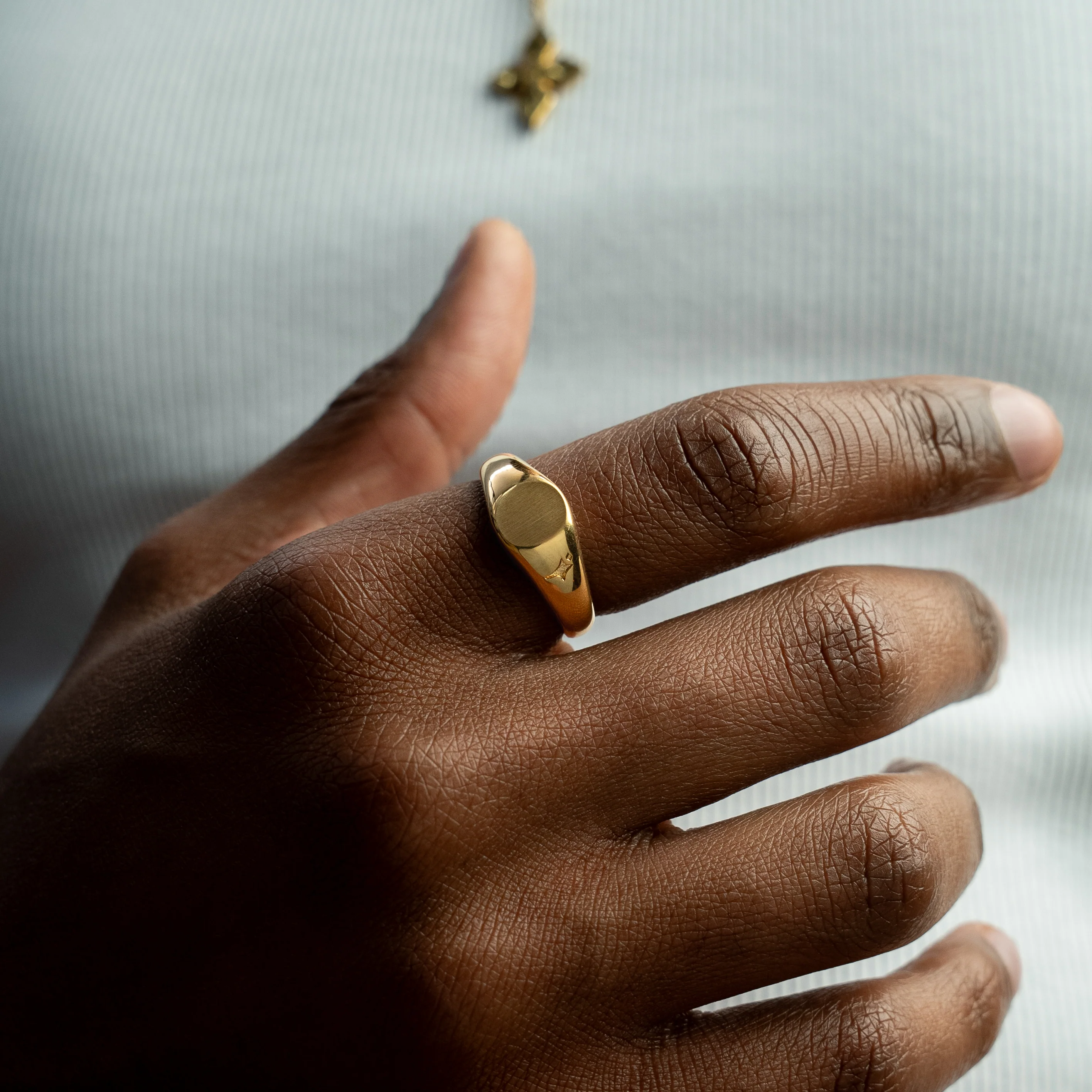 Round signet ring dorée - Image 3