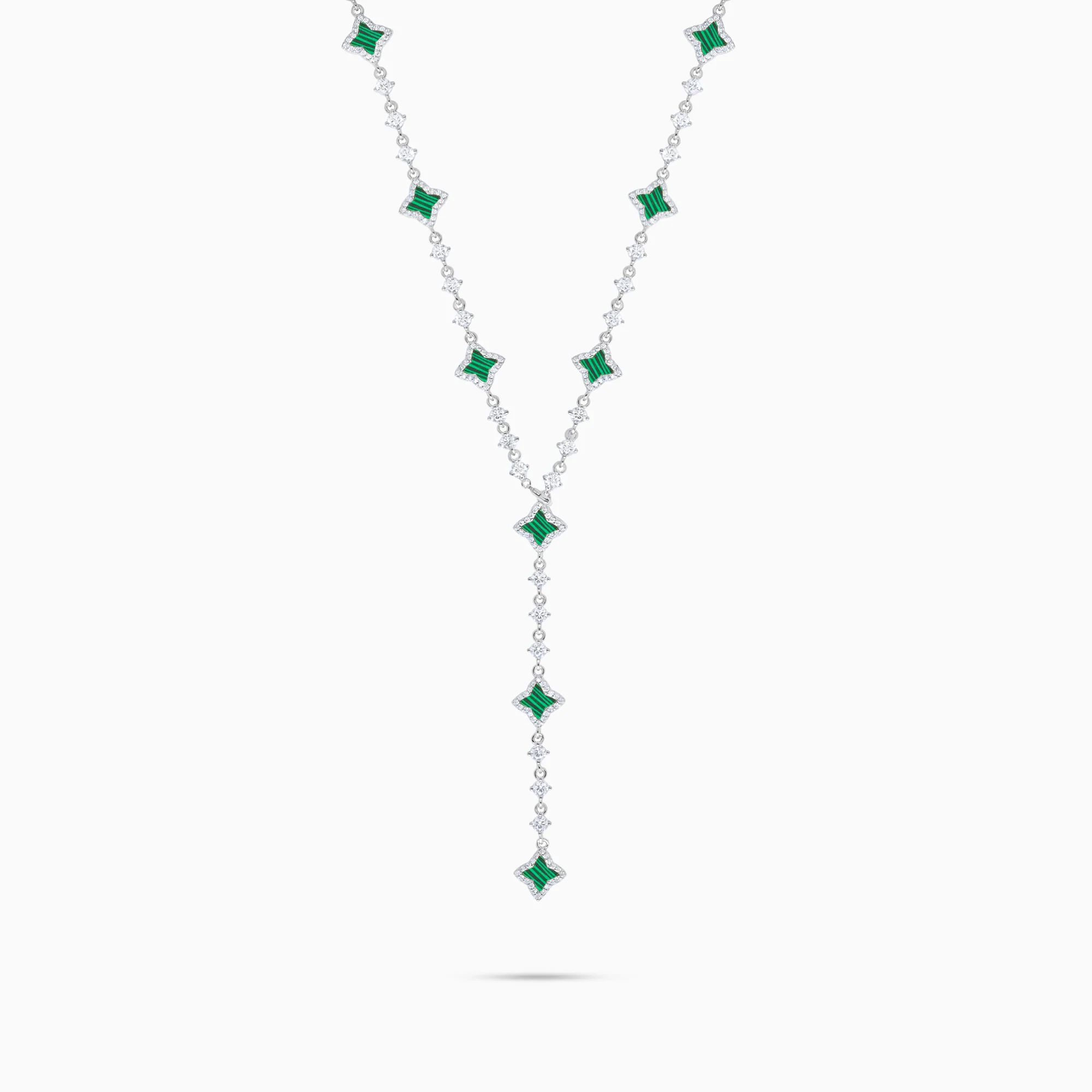Lariat Flower Tennis Argenté - Motif Vert