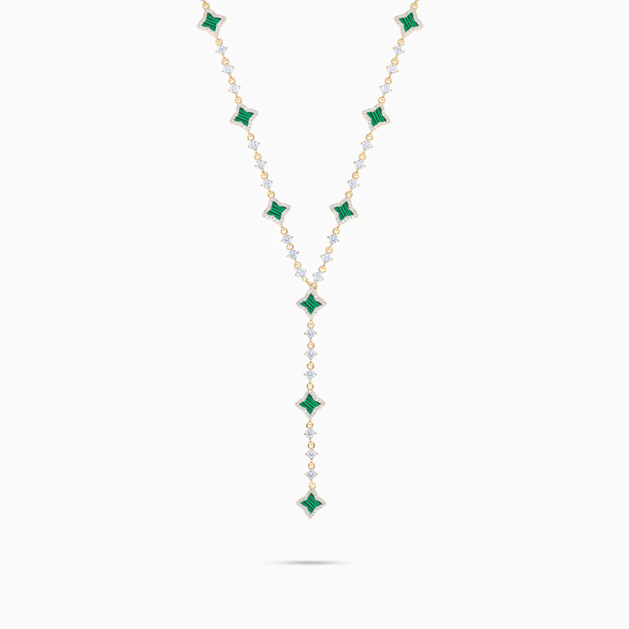 Lariat Flower Tennis Doré - Motif Vert