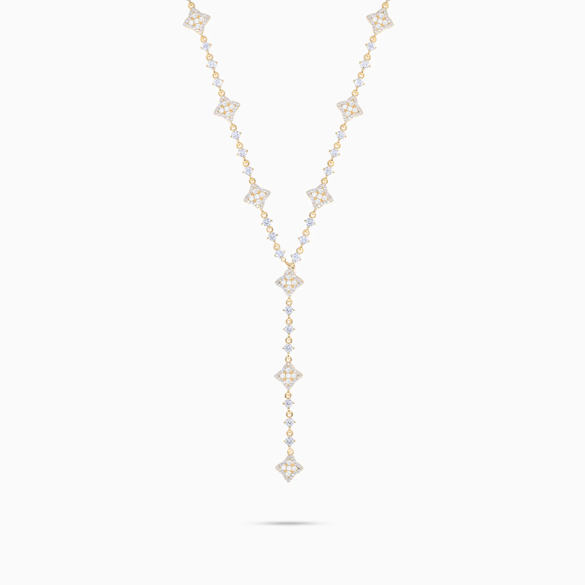 Lariat Flower Tennis Doré - Pierres Blanches