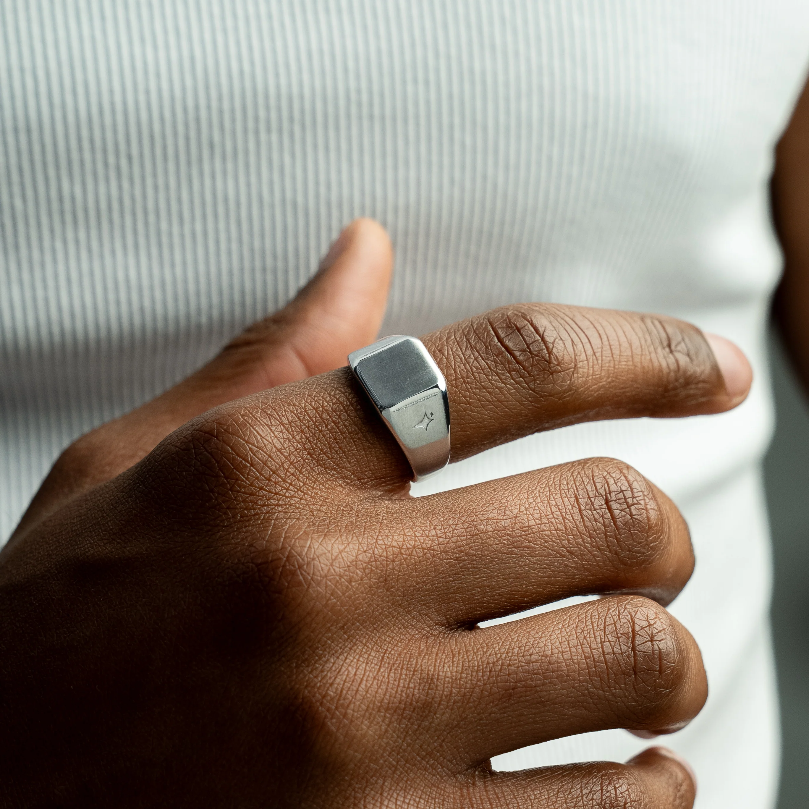 Square signet ring argentée - Image 3