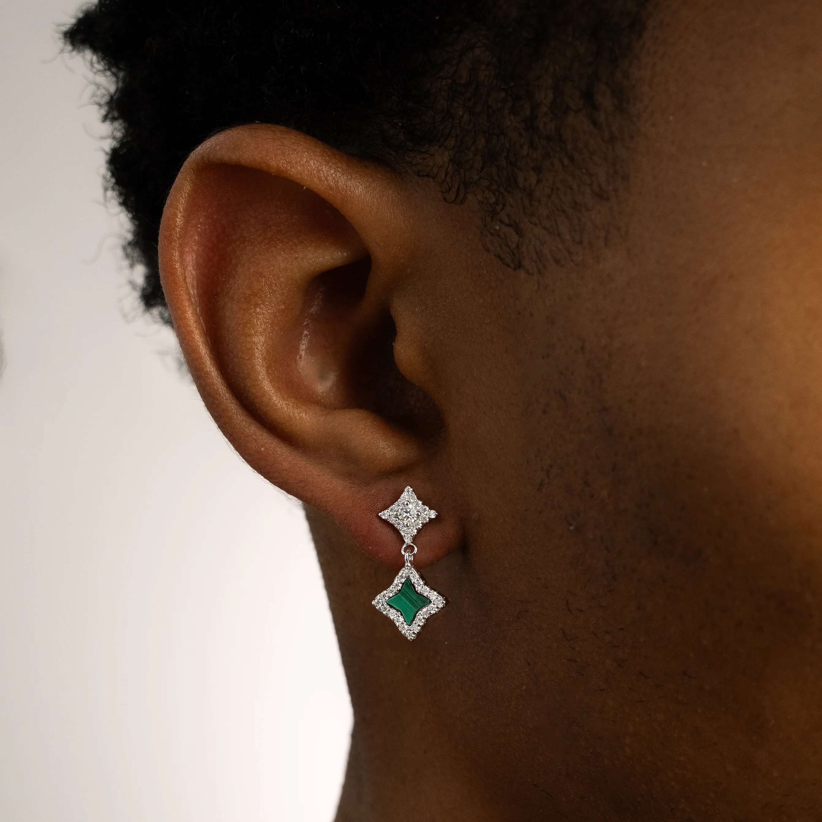 Stars & Flowers earrings argentées - Motif vert - Image 2