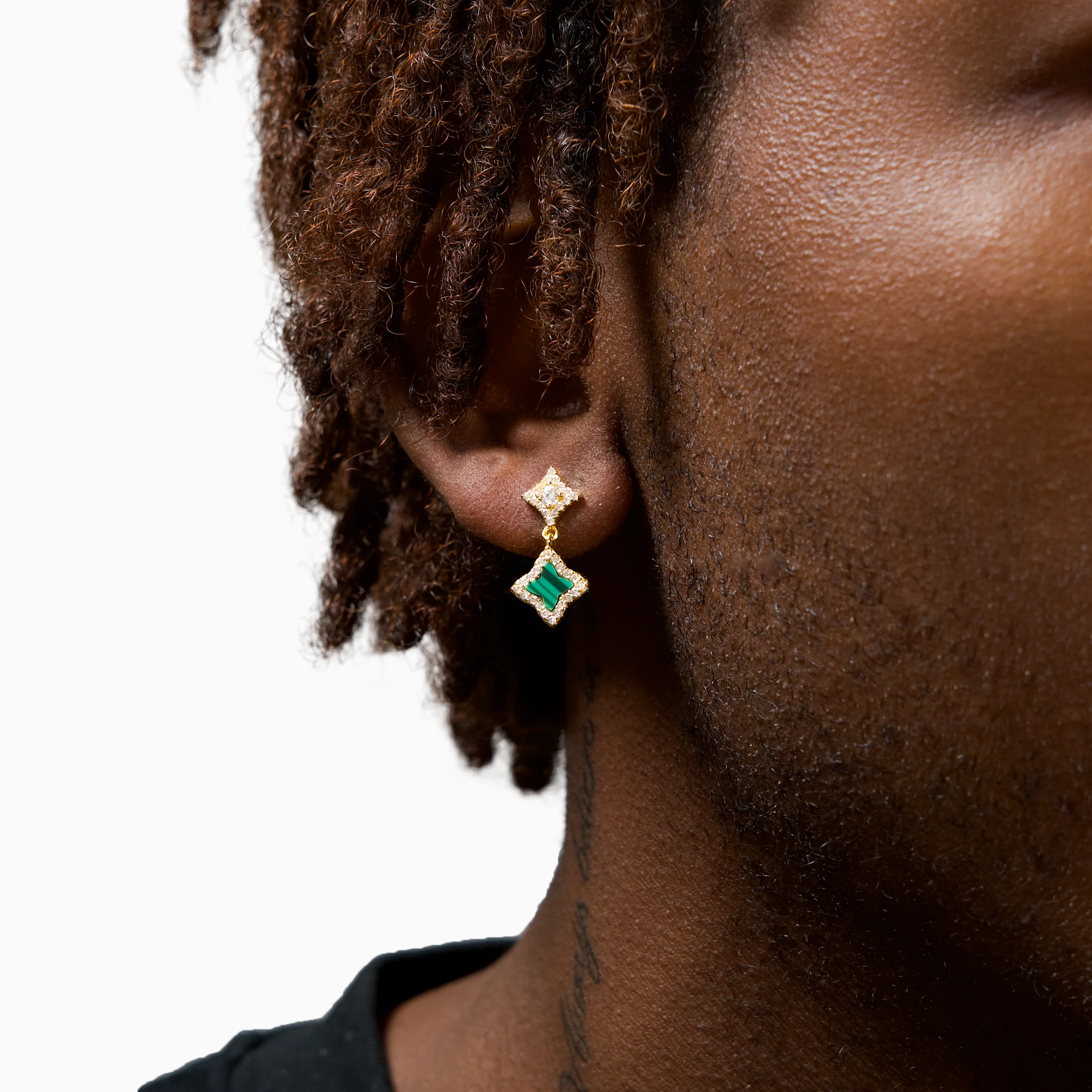 Stars & Flowers earrings dorées - Motif vert - Image 2